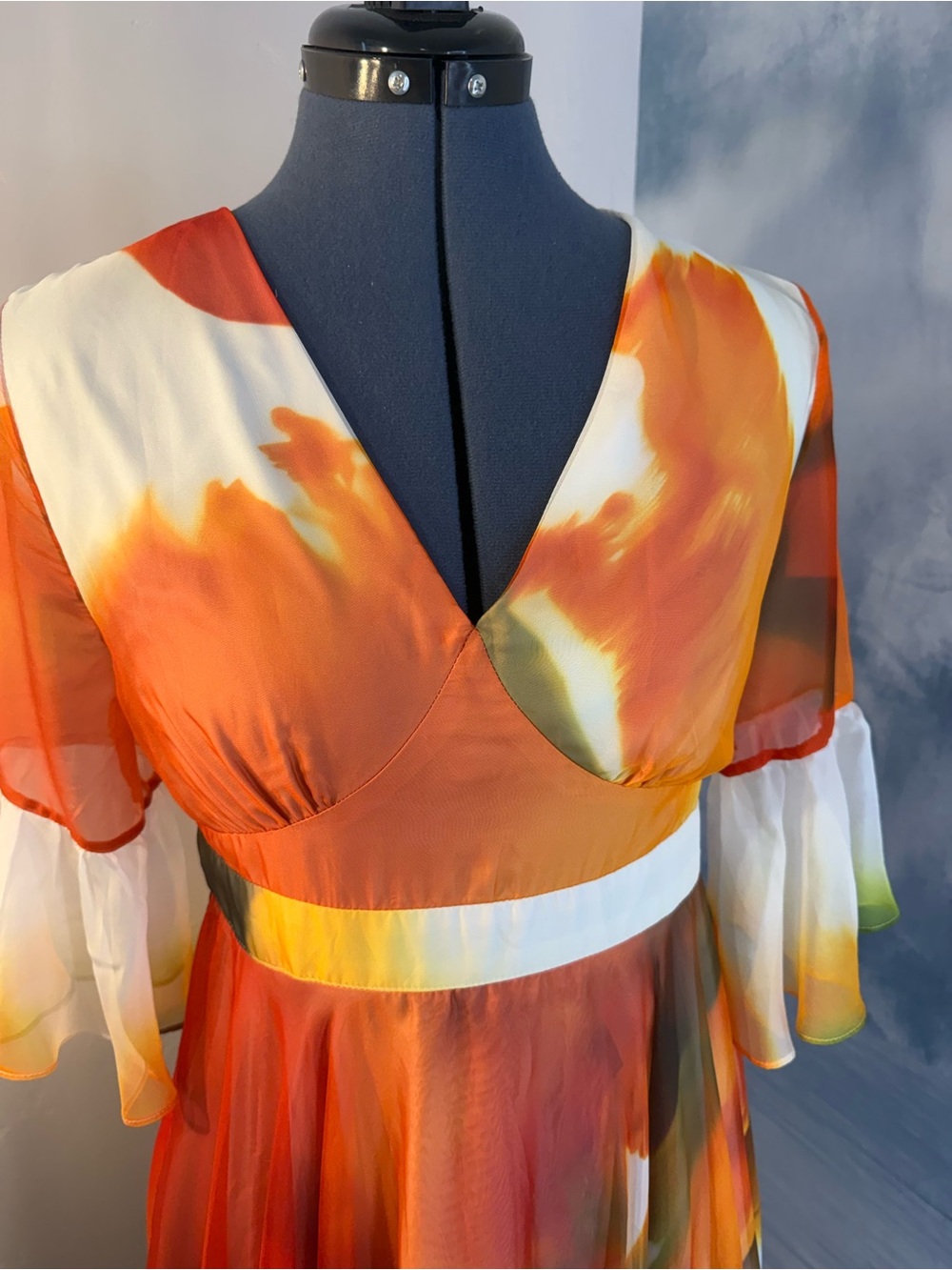 STYLEWE Orange & Yellow Tropical Print Maxi Dress #255 - Picture 6 of 10